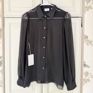 Wilfred Sheer Black Button Down Blouse S NWT